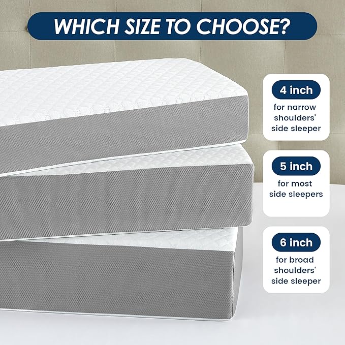 Kehangte Cooling Cube Pillow for Side Sleepers, Square Memory Foam Side Sleeper Pillow Firm Soft Double-Sided Supportive, Support Head Neck Shoulder for Pain Relief Cervical Pillow, 24"x12"x6"