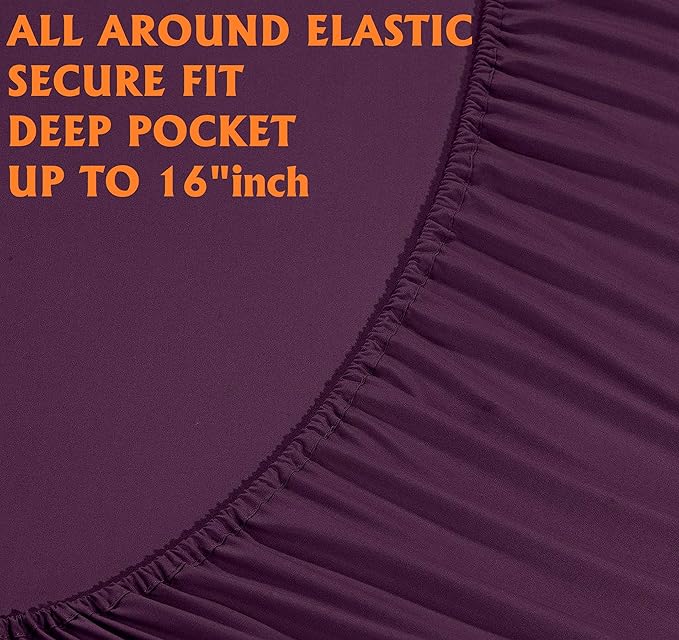 Elegant Comfort Luxury Soft Bed Sheets 1500 Premium Hotel Quality Microfiber Softness Wrinkle and Fade Resistant (6-Piece) Bedding Set, California King, Sangria Purple