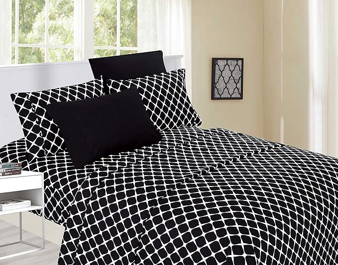 Elegant Comfort Luxury Soft Bed Sheets Bloomingdale Pattern - 1500 Premium Hotel Quality Microfiber Softness Wrinkle and Fade Resistant (4-Piece) Bedding Set, Twin/Twin XL, Black