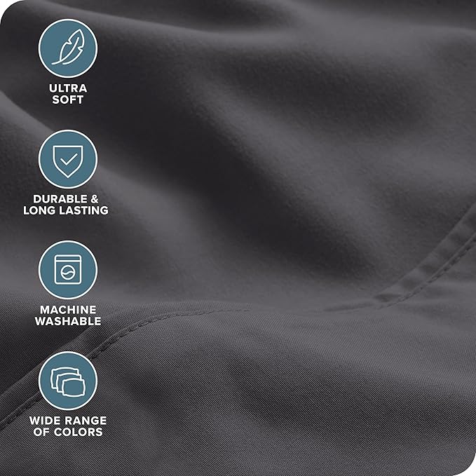 Bare Home Hotel Luxury Sheet Set, Extra Soft - 4 Piece Set - Deep Pockets - Easy Fit - Cooling & Breathable - Wrinkle, Fade, Stain Resistant - Includes 2 Pillowcases (RV Bunk (30x75), Grey)