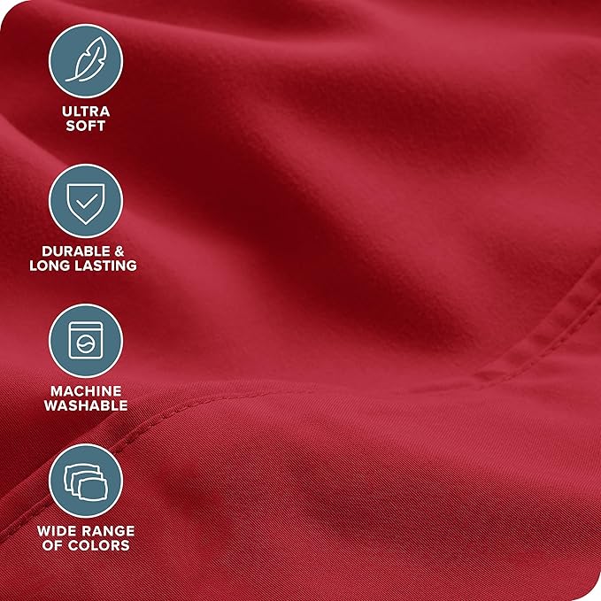Bare Home Hotel Luxury Cal King Sheet Set, Extra Soft, 6 Piece Set, Deep Pockets, Easy Fit, Cooling & Breathable, Wrinkle, Fade, Stain Resistant, Includes 4 Pillowcases (California King, Red)