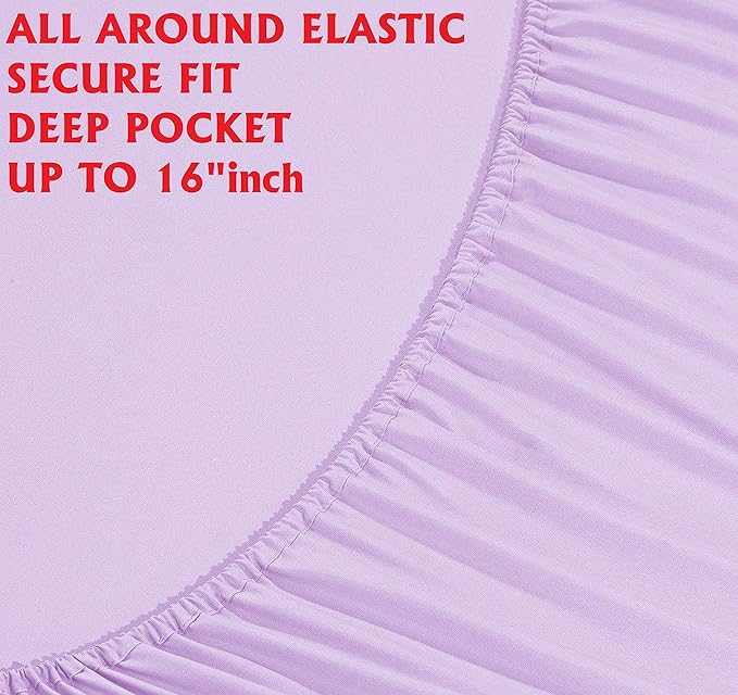 Elegant Comfort Luxury Soft Bed Sheets 1500 Premium Hotel Quality Microfiber Softness Wrinkle and Fade Resistant (6-Piece) Bedding Set, Queen, Periwinkle Lavender