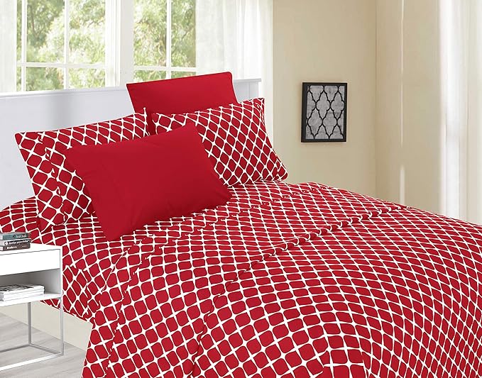 Elegant Comfort Luxury Soft Bed Sheets Bloomingdale Pattern - 1500 Premium Hotel Quality Microfiber Softness Wrinkle and Fade Resistant (6-Piece) Bedding Set, King, Burgundy