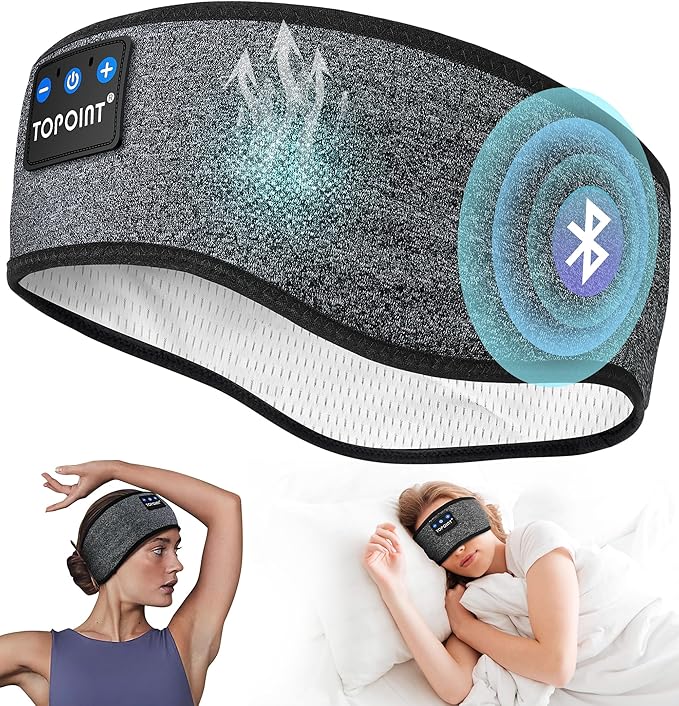 Sleep Headphones Headband Bluetooth 5.4, TOPOINT Sports Headband Earphones Sleeping Bluetooth Wireless with USB C for Women Men Sports Gifts Workout Jogging Yoga Insomnia Air Travel Meditation