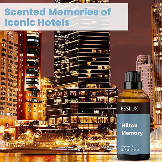 Hotel Diffuser Oil, ESSLUX Luxury Hotel Fragrance Oil 100ml 3.3oz, Inspired by the Hilton Hotel Scents,Essential Oils for Home for Diffuser, Massage, Soap, Candle Making Scents, Perfume