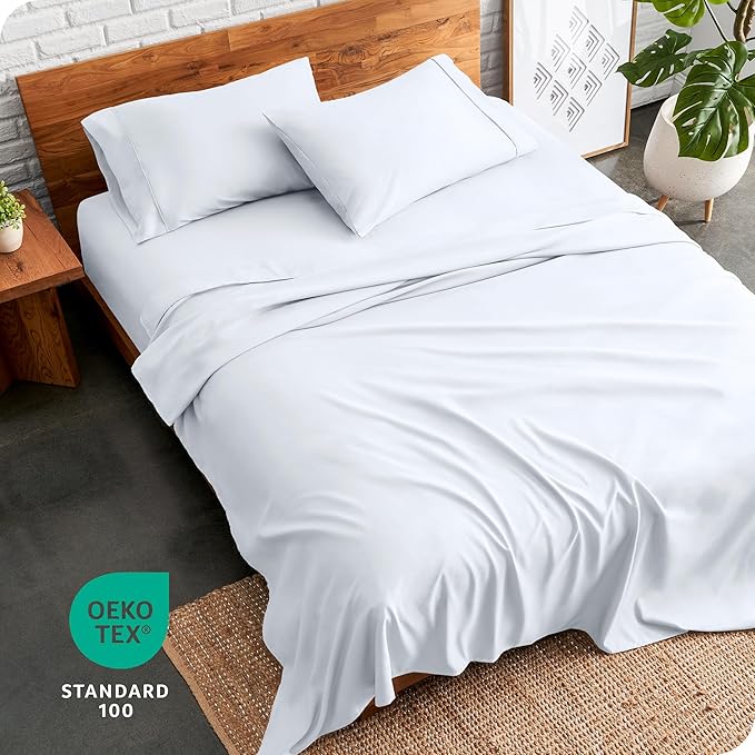 Bare Home Full XL Sheet Set - 1800 Ultra-Soft Microfiber Full Extra Long Bed Sheets - Double Brushed - Deep Pockets - Easy Fit - 4 Piece Set - Bedding Sheets & Pillowcases (Full XL, White)