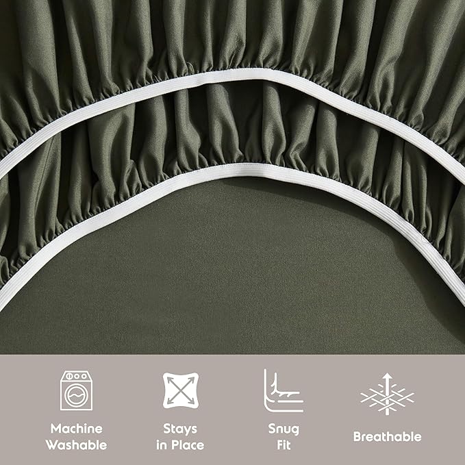 Nestl Extra Deep Twin Sheet Set - 4 Piece Breathable & Cooling Sheets - Hotel Luxury Bedding Set w/18-24 Inch Deep Pockets - Easy & Secure Fit - Super Soft, Wrinkle Free & Comfy - Olive Green