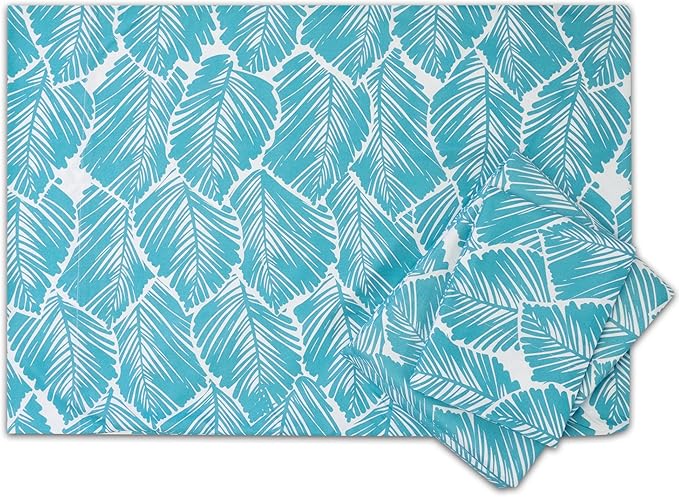 1500 Supreme Collection Extra Soft Tropical Leaf Teal Pattern Sheet Set, Full - Luxury Bed Sheets Set with Deep Pocket Wrinkle Free Bedding, Trending Printed Pattern, Full Size