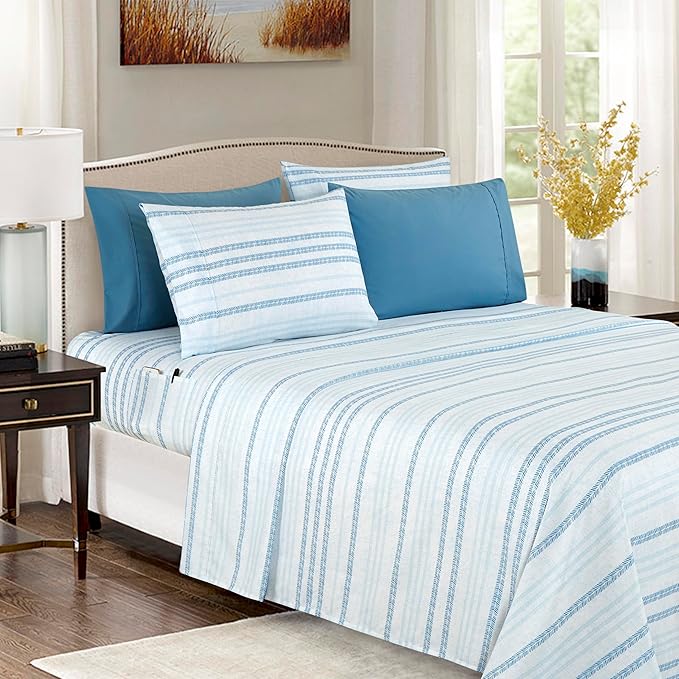 Elegant Comfort Softest and Coziest 4-Piece Sheet Set - 1500 Premium Hotel Quality Microfiber - Deep Pocket, Wrinkle Resistant 4-Piece Floral Bed Sheet Set, Twin, Traci Aqua
