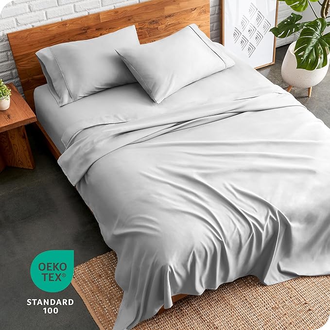 Bare Home Split California King Sheet Set - 1800 Ultra-Soft Microfiber Bed Sheets - Double Brushed - Deep Pockets - Easy Fit - 5 Piece Set - Bed Sheets (Split Cal King, Cloud Grey)