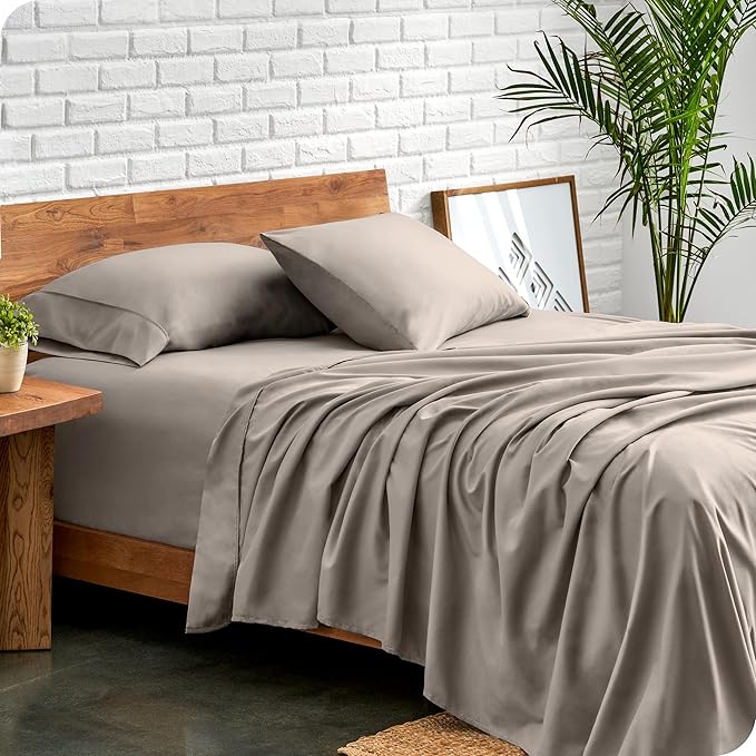 Bare Home Full Sheet Set - 1800 Ultra-Soft Microfiber Full Bed Sheets - Double Brushed - Deep Pockets - Easy Fit - 4 Piece Set - Bedding Sheets & Pillowcases (Full, Khaki)