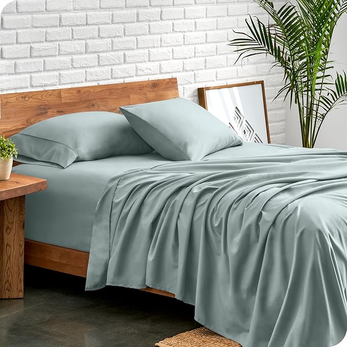 Bare Home Queen Sheet Set - 1800 Ultra-Soft Microfiber Queen Bed Sheets - Double Brushed - Deep Pockets - Easy Fit - 4 Piece Set - Bedding Sheets & Pillowcases (Queen, Sea Spray)
