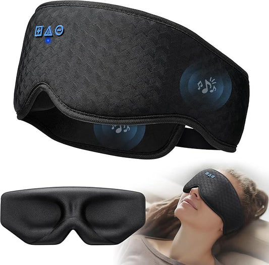 Bluetooth Sleep Mask Headphones: 100% Blackout Eye Mask with Detachable Washable 3D Contoured Liner - Zero Eye Pressure, No Lash Crush, Adjustable Speakers, Bluetooth 5.4, Gift for Relief & Travel
