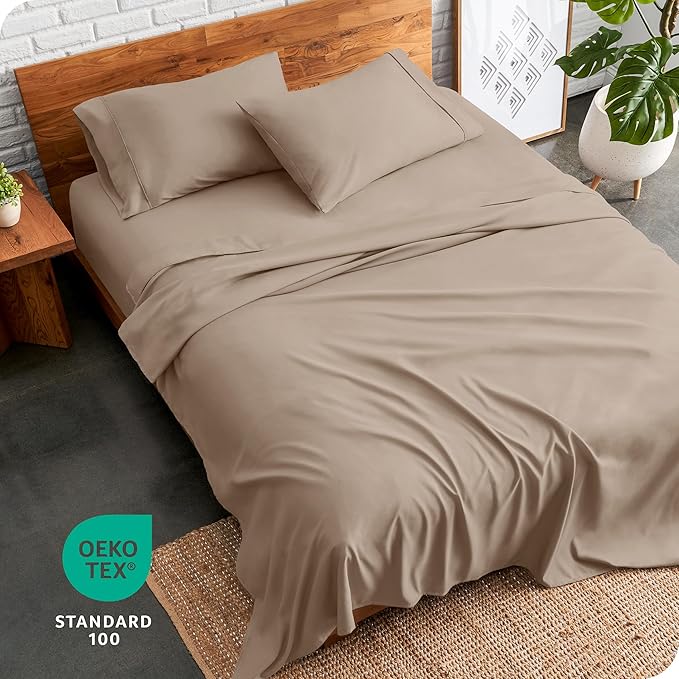 Bare Home Full Sheet Set - 1800 Ultra-Soft Microfiber Full Bed Sheets - Double Brushed - Deep Pockets - Easy Fit - 4 Piece Set - Bedding Sheets & Pillowcases (Full, Pebble)
