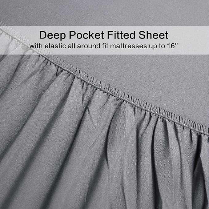 4 Piece Bed Sheet Set (Full,Silver Gray) 1 Flat Sheet,1 Fitted Sheet and 2 Pillow Cases,Brushed Microfiber Luxury Bedding with Deep Pockets