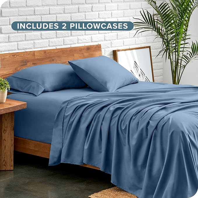 Bare Home Hotel Luxury Full Sheet Set, Extra Soft - 6 Piece Set - Deep Pockets - Easy Fit - Cooling & Breathable - Wrinkle, Fade, Stain Resistant - Includes 4 Pillowcases (Full, Coronet Blue)