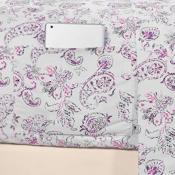 Elegant Comfort Luxury Soft Bed Sheets Paisley Pattern - 1500 Premium Hotel Quality Microfiber Softness Wrinkle and Fade Resistant (6-Piece) Bedding Set, California King, Paisley Purple