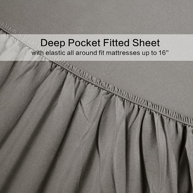 Bed Sheet Set Brushed Microfiber Bedding with Deep Pocket Wrinkle & Fade Resistant, Hypoallergenic Sheet & Pillow Case Set-3 Piece (Twin,Gray)