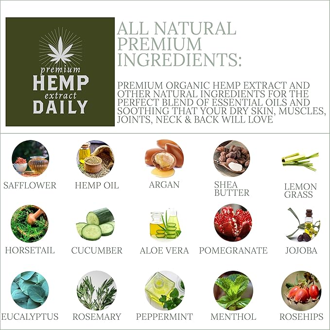 Premium Hemp Extract Daily Triple Moisturizing Cream - Topical Rub with Essential Oils and Moisturizer - Vegan, Organic Ingredients - Classic Mint, 1.70 oz - Pack of 3