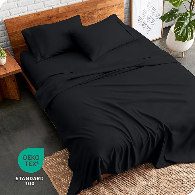 Bare Home King Sheet Set - 1800 Ultra-Soft Microfiber King Bed Sheets - Double Brushed - Deep Pockets - Easy Fit - 4 Piece Set - Bedding Sheets & Pillowcases (King, Black)