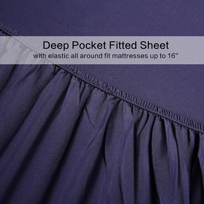 Best Season Bed Sheet Set - 1 Flat Sheet,1 Fitted Sheet and 1 Pillow Cases, Extra Soft Luxury Bedding Set,Deep Pockets,Wrinkle,Fade Resistant - Hypoallergenic- 3 Piece (Twin, Blue)
