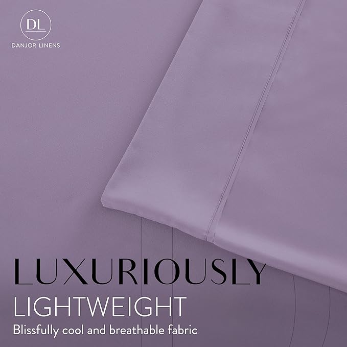 Danjor Linens Twin Bunk Bed Sheets w/ 2 Pillowcases, Lightweight Brushed Microfiber Deep Pockets, 4 Piece Fitted Bedding Sets, Lavender