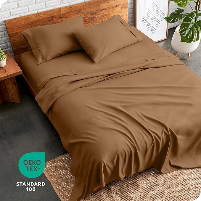 Bare Home King Sheet Set - 1800 Ultra-Soft Microfiber King Bed Sheets - Double Brushed - Deep Pockets - Easy Fit - 4 Piece Set - Bedding Sheets & Pillowcases (King, Caramel)