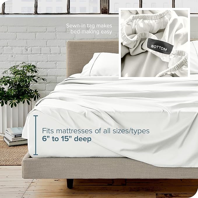 Bare Home Queen Sheet Set - 1800 Ultra-Soft Microfiber Queen Bed Sheets - Double Brushed - Deep Pockets - Easy Fit - 4 Piece Set - Bedding Sheets & Pillowcases (Queen, Cream)