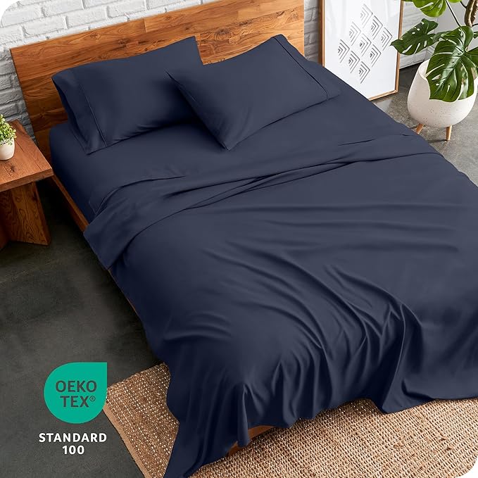 Bare Home Twin XL Sheet Set - 1800 Ultra-Soft Microfiber Twin Extra Long Bed Sheets - Double Brushed - Deep Pockets - Easy Fit - 3 Piece Set - Bedding Sheets & Pillowcases (Twin XL, Midnight Blue)
