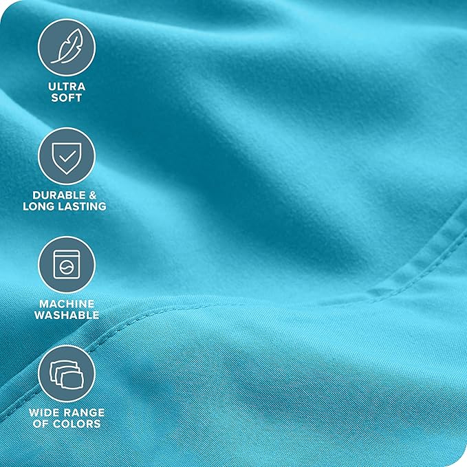 Bare Home Hotel Luxury Sheet Set, Extra Soft - 6 Piece Set - Deep Pockets - Easy Fit - Cooling & Breathable - Wrinkle, Fade, Stain Resistant - Includes 4 Pillowcases (Split Head Flex King, Aqua)