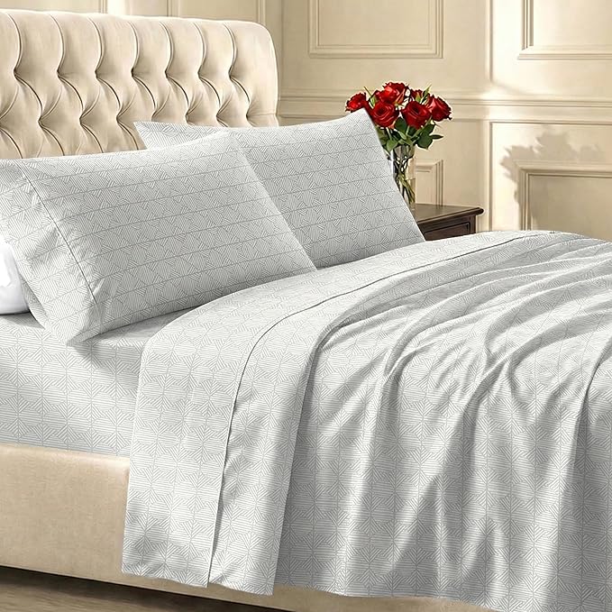 California Design Den Soft Cal King 100% Cotton Sheet Sets, 400 TC Good Housekeeping Award Winner, Smooth Sateen Finish, Deep Pockets, Cozy & Durable Cal King Bedding Set (Crosshatch Taupish - Sage)