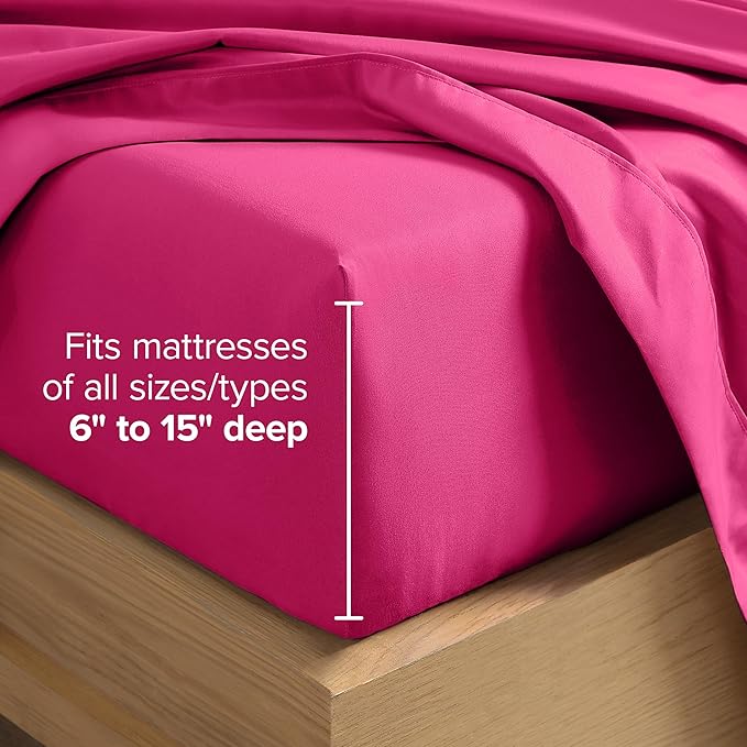 Bare Home Hotel Luxury Twin XL Sheet Set, Extra Soft - 4 Piece Set - Deep Pockets - Easy Fit - Cooling & Breathable - Wrinkle, Fade, Stain Resistant - Includes 2 Pillowcases (Twin XL, Pink)