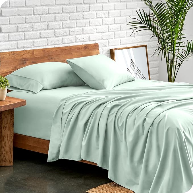 Bare Home Split Head Flex King Sheet Set - 1800 Ultra-Soft Microfiber Bed Sheets - Double Brushed - Deep Pockets - Easy Fit - 4 Piece Set - Bedding Sheets & Pillowcases (Spring Mint)