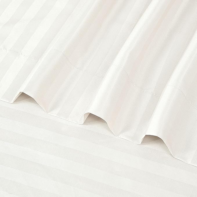 ROYALE LINENS 300 Thread Count Poly Cotton Sheet Set - 6 Piece California King Bed Sheets - 1 Fitted, 1 Flat, 4 Pillow Cases -Soft Cool & Crisp Sheet Set (Cal King, Bright White)