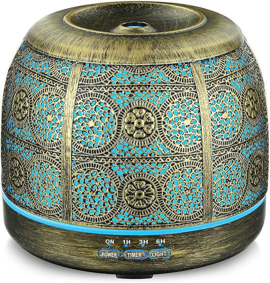 ARVIDSSON Essential Oil Diffuser, 500ml Aromatherapy Diffuser for Home, Ultrasonic Diffusers for Essential Oils, Metal Oil Diffuser with Mist Timer and Color Mood Light, Gift for Women and Men