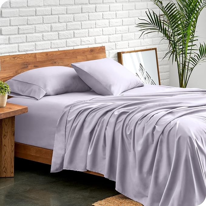 Bare Home Queen Sheet Set - 1800 Ultra-Soft Microfiber Queen Bed Sheets - Double Brushed - Deep Pockets - Easy Fit - 4 Piece Set - Bedding Sheets & Pillowcases (Queen, Light Lavender)