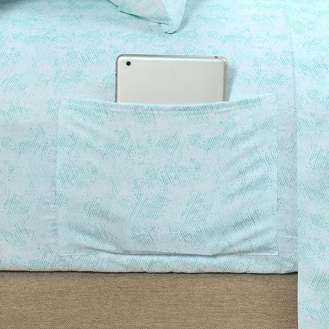 Elegant Comfort Softest and Coziest 6-Piece Sheet Set - 1500 Premium Hotel Quality Microfiber - Deep Pocket, Wrinkle Resistant 6-Piece Wave Pattern Bed Sheet Set, Full, Wave Aqua