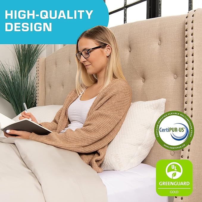 Xtreme Comforts GREENGUARD Certified Queen Pillows for Sleeping (2 Pack) | Adjustable Shredded Memory Foam Pillows with Removable Cover | Support for Side, Back & Stomach Sleeper
