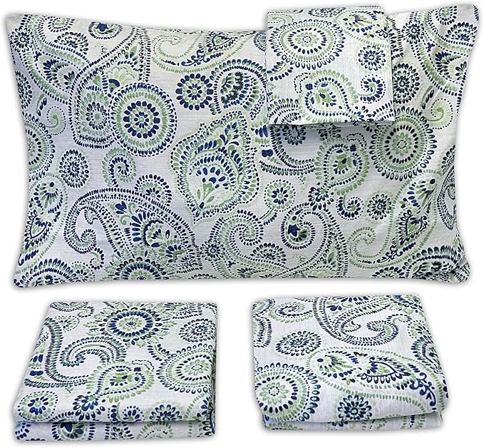 1500 Supreme Collection Extra Soft Modern Paisley Pattern Sheet Set - Luxury Bed Sheets Set with Deep Pocket Wrinkle Free Bedding, Printed Pattern