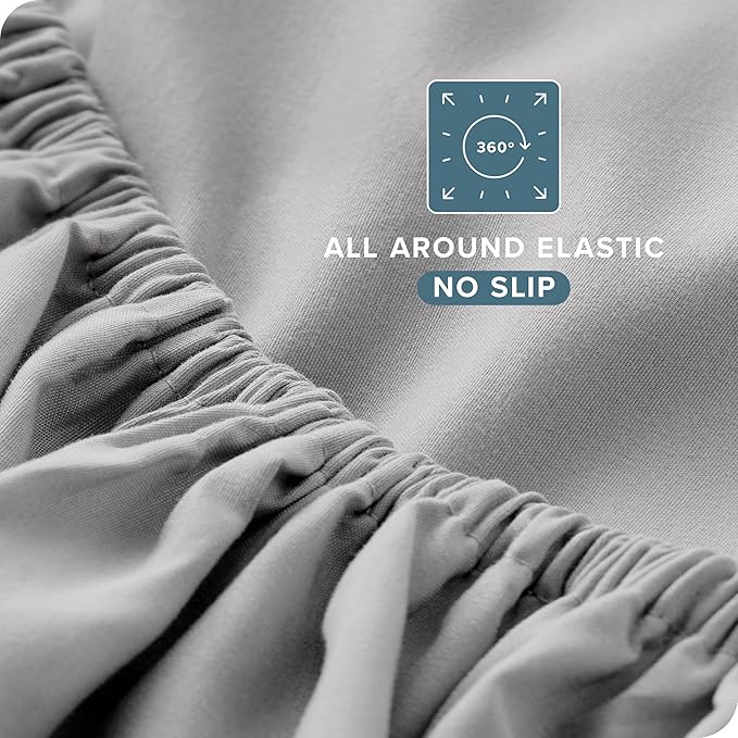 Bare Home Full XL Sheet Set - 1800 Ultra-Soft Microfiber Full Extra Long Bed Sheets - Double Brushed - Deep Pockets - Easy Fit - 4 Piece Set - Bedding Sheets & Pillowcases (Full XL, Light Grey)
