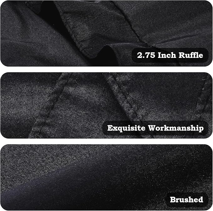 Ruffle Pillow Cases Standard Size Set of 2 –Soft Wrinkle Resistant Brushed Microfiber Ruffled Pillowcases –Envelope Pillow Shams Cover Festive Gift for Hotels,Guest Rooms 20x26 Inch (Black)