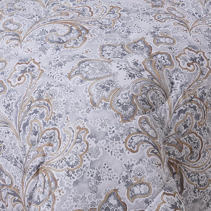 Paisley Comforter Set Queen with Sheets Bed in a Bag – Deep Pocket Fitted Sheet with Elastic Corners, Cozy Comforter, Pillowcases & Shams – Soft Microfiber All Season Bedding – Machine Washable