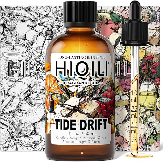 HIQILI Tide Drift Fragrance Oil, Ocean & Jasmine Scents, Making Candle, Room Spray, Essential Oil Diffuser, DIY Body Butter & Hair Perfume - 1 Fl Oz