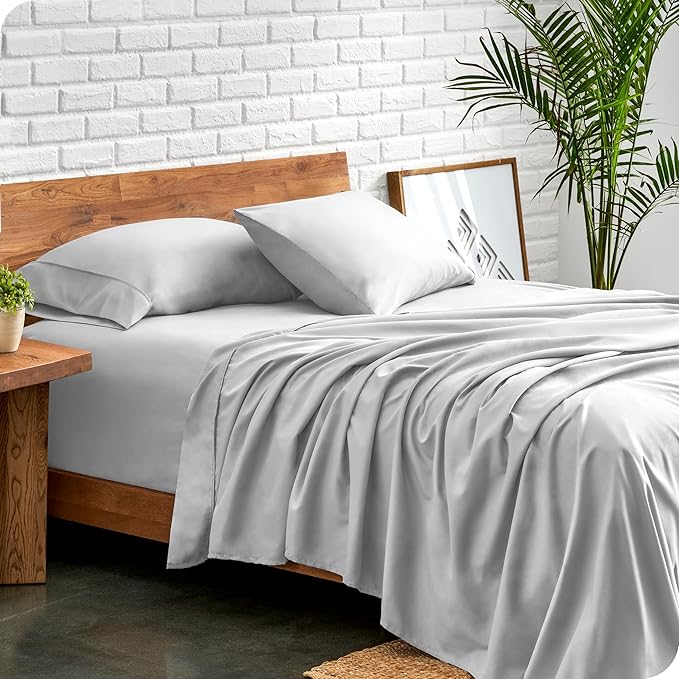 Bare Home Full XL Sheet Set - 1800 Ultra-Soft Microfiber Full Extra Long Bed Sheets - Double Brushed - Deep Pockets - Easy Fit - 4 Piece Set - Bedding Sheets & Pillowcases (Full XL, Cloud Grey)