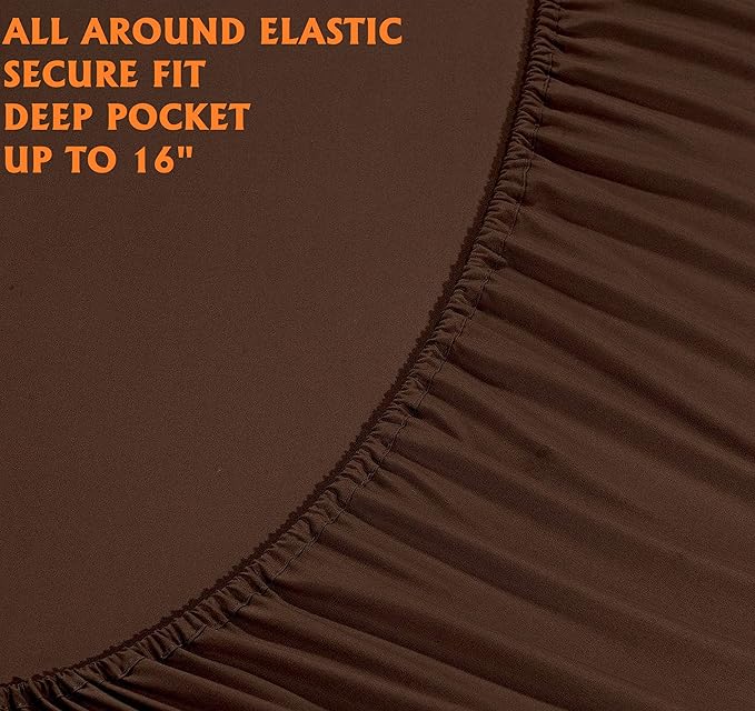 Elegant Comfort Luxury Soft Bed Sheets 1500 Premium Hotel Quality Microfiber Softness Wrinkle and Fade Resistant (6-Piece) Bedding Set, California King, Espresso Brown