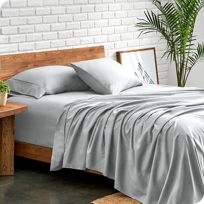 Bare Home Twin Sheet Set - 1800 Ultra-Soft Microfiber Twin Bed Sheets - Double Brushed - Deep Pockets - Easy Fit - 3 Piece Set - Bedding Sheets & Pillowcases (Twin, French Grey)