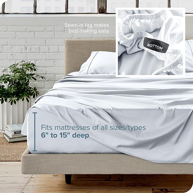 Bare Home Full Sheet Set - 1800 Ultra-Soft Microfiber Full Bed Sheets - Double Brushed - Deep Pockets - Easy Fit - 4 Piece Set - Bedding Sheets & Pillowcases (Full, White)
