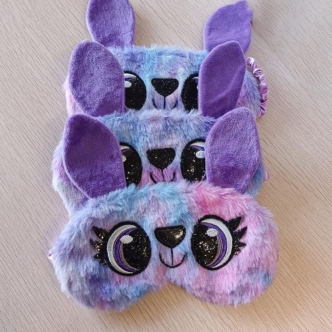 Cute Animal Sleeping Mask Soft Plush Blindfold Cute Rabbit Panda Koala Eye Cover Eyeshade for Kids Teens Girls Women (Big Eyes Rabbit)