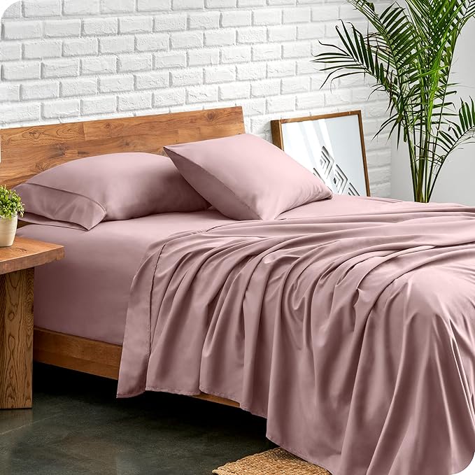 Bare Home Full Sheet Set - 1800 Ultra-Soft Microfiber Full Bed Sheets - Double Brushed - Deep Pockets - Easy Fit - 4 Piece Set - Bedding Sheets & Pillowcases (Full, Mauve)