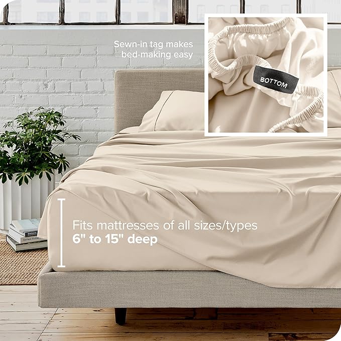 Bare Home King Sheet Set - 1800 Ultra-Soft Microfiber King Bed Sheets - Double Brushed - Deep Pockets - Easy Fit - 4 Piece Set - Bedding Sheets & Pillowcases (King, Sand)